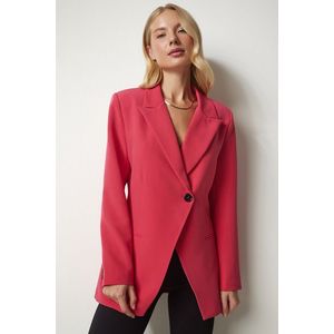 Happiness İstanbul Women's Pink Double Breasted Collar One-Button Blazer Jacket obraz