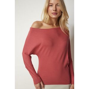 Happiness İstanbul Women's Dried Rose Boat Neck Knitwear Blouse obraz