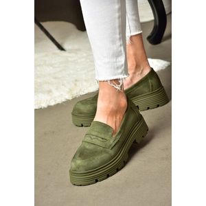 Fox Shoes R996092002 Women's Khaki Suede Thick Soled Casual Shoes obraz