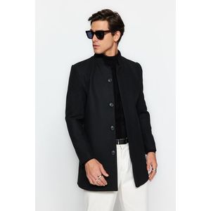 Trendyol Black Slim Fit High Neck Cachet Coat obraz