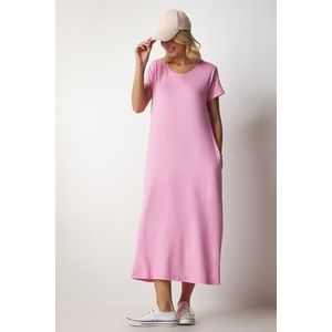 Happiness İstanbul Women's Light Pink Daily Pocket Knitted Combed Combed Dress obraz