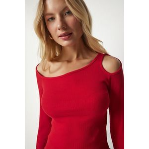 Happiness İstanbul Women's Red Cut Out Detailed Knitted Blouse obraz