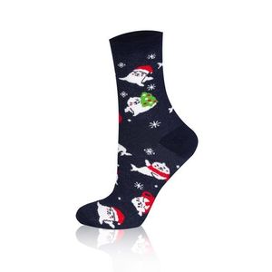 Dlouhé ponožky FOKI - tmavě modrá/bílá/červená obraz