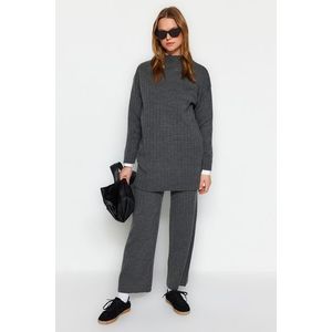Trendyol Smoky Half Turtleneck Ribbed Sweater-Pants Knitwear Suit obraz