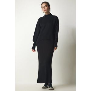 Happiness İstanbul Women's Black Corduroy Knitwear Sweater Dress obraz
