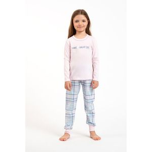 Dívčí pyžamo Glamour, dlouhý rukáv, dlouhé kalhoty - růžová/potisk obraz