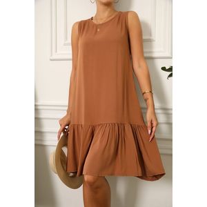 armonika Women's Brown Sleeveless Skirt FROLLED DRESS obraz