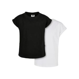Dívčí organické tričko s prodlouženým ramenem 2-balení černá/bílá obraz