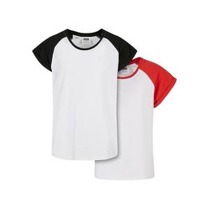 Dívčí kontrastní raglánové tričko 2-balení bílá/hugered+bílá/černá obraz