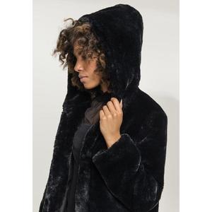 Dámský Teddy Coat s kapucí černý obraz