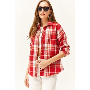 Olalook Women's Red Plaid Lumberjack Shirt obraz