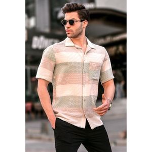 Madmext Men's Green Short Sleeve Jacquard Shirt 5590 obraz