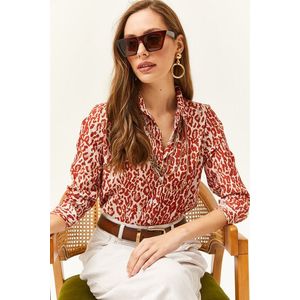 Olalook Women's Tile Leopard Woven Shirt obraz