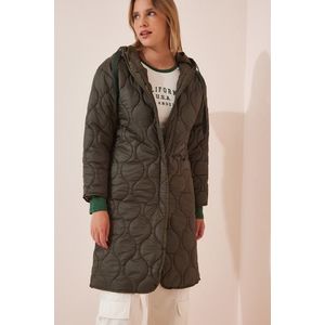 Happiness İstanbul Women's Khaki Hooded Quilted Coat obraz