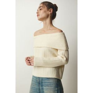 Happiness İstanbul Women's Cream Madonna Collar Knitwear Sweater obraz