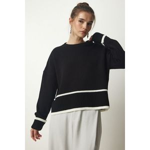Happiness İstanbul Women's Black Stripe Detailed Knitwear Sweater obraz