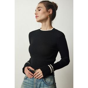 Happiness İstanbul Women's Black Ribbed Knitwear Blouse obraz