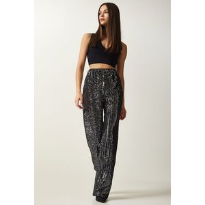 Happiness İstanbul Women's Gray Sequined Palazzo Trousers obraz