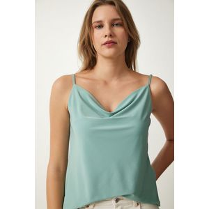 Happiness İstanbul Women's Aqua Green Strappy Collar Sandy Knitted Blouse obraz