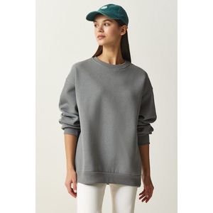 Happiness İstanbul Women's Gray Chardon Basic Sweatshirt obraz