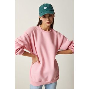 Happiness İstanbul Women's Pink Charcoal Basic Sweatshirt obraz