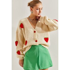Bianco Lucci Women's Strawberry Buttoned Knitwear Cardigan obraz
