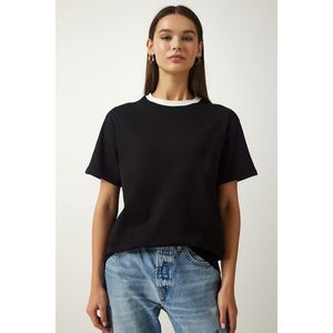 Happiness İstanbul Women's Black Crew Neck Knitted T-Shirt obraz