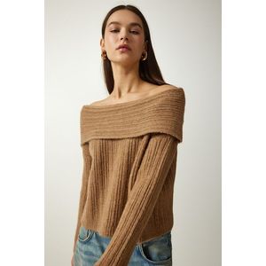 Happiness İstanbul Women's Camel Madonna Collar Knitwear Sweater obraz