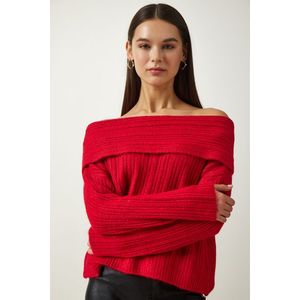 Happiness İstanbul Women's Red Madonna Collar Knitwear Sweater obraz