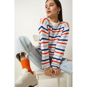 Happiness İstanbul Women's Ecru Striped Knitwear Sweater obraz
