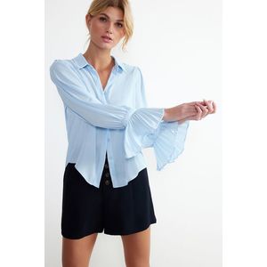 Trendyol Baby Blue Spanish Sleeve Regular Fit Woven Shirt obraz