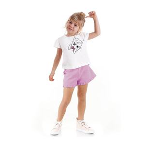 Denokids Ribbed Rabbit Girls Kids T-shirt Shorts Set obraz