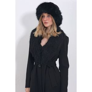 Trend Alaçatı Stili Women's Black Faux Für Flared Hat obraz
