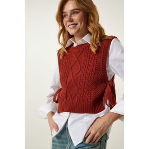 Happiness İstanbul Women's Tile Pattern Tie Crop Knitwear Sweater obraz