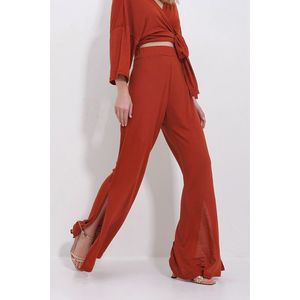Trend Alaçatı Stili Women's Tile Slit Wide Cut Trousers obraz