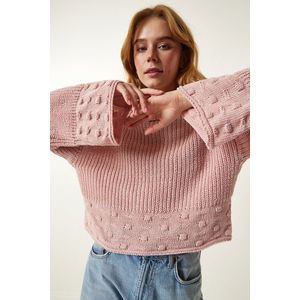 Happiness İstanbul Women's Powder Turtleneck Textured Seasonal Knitwear Sweater obraz