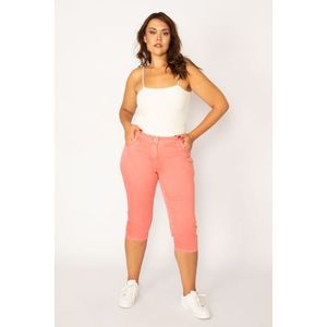 Şans Women's Plus Size Dried Rose Lycra 5 Pocket Jeans Capri obraz