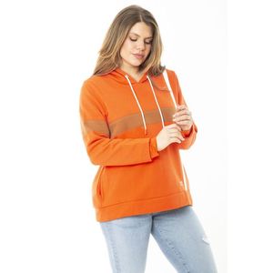 Şans Women's Plus Size Orange Inner Rack Two Thread Hooded Sweatshirt obraz