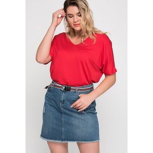 Şans Women's Plus Size Red Viscose Tunic With Low-Cut Back obraz