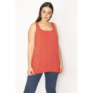 Şans Women's Red Plus Size Cotton Fabric Lycra Sleeveless Blouse obraz