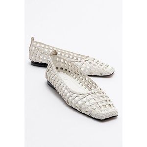 LuviShoes ARCOLA dámské bílé pletené vzorované baleríny obraz
