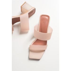 LuviShoes Women's Skinny Heels, Transparent Slippers 123 obraz