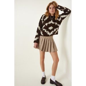 Happiness İstanbul Women's Brown Patterned Knitwear Sweater obraz