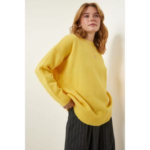 Happiness İstanbul Women's Yellow Oversize Knitwear Sweater obraz