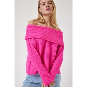 Happiness İstanbul Women's Fuchsia Madonna Collar Knitwear Sweater obraz