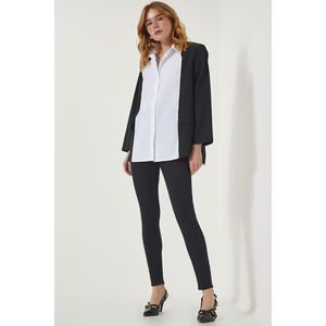 Happiness İstanbul Women's Black and White Jacket Look Oversize Design Shirt obraz
