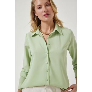 Happiness İstanbul Women's Light Green Soft Textured Basic Shirt obraz