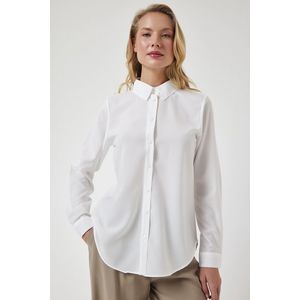 Happiness İstanbul Women's White Soft Textured Basic Shirt obraz