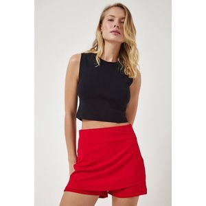 Happiness İstanbul Women's Red Asymmetric Detail Knitted Shorts Skirt obraz