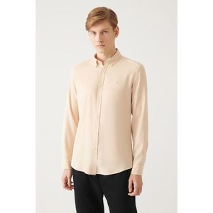 Avva Mink Buttoned Collar Comfort Fit Tencel Shirt obraz